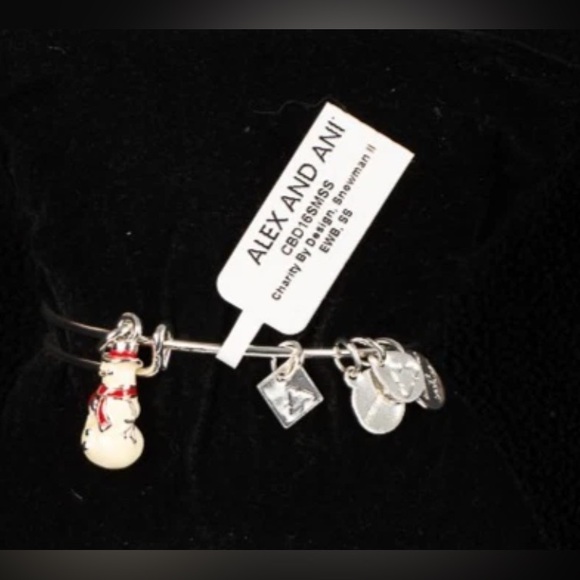 Alex and Ani SNOWMAN Il Charm Bangle Bracelet NWT CARD Shiny Silver - Picture 1 of 5